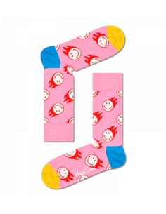 chaussettes longues flaming smiley sock happy socks