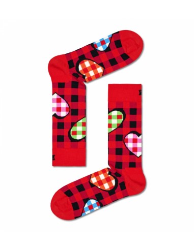 chaussettes longues checked heart sock happy socks