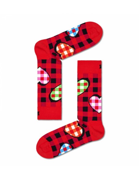 chaussettes longues checked heart sock happy socks